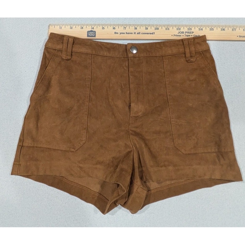 Abercrombie & Fitch Shorts Women 8 Brown Faux Suede High Rise Patch Pocket - Picture 5 of 7